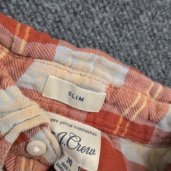 J. Crew Men's Slim Button Up Shirt Multicolor Plaid Medium Long Sleeve Cotton - Picture 9 of 13
